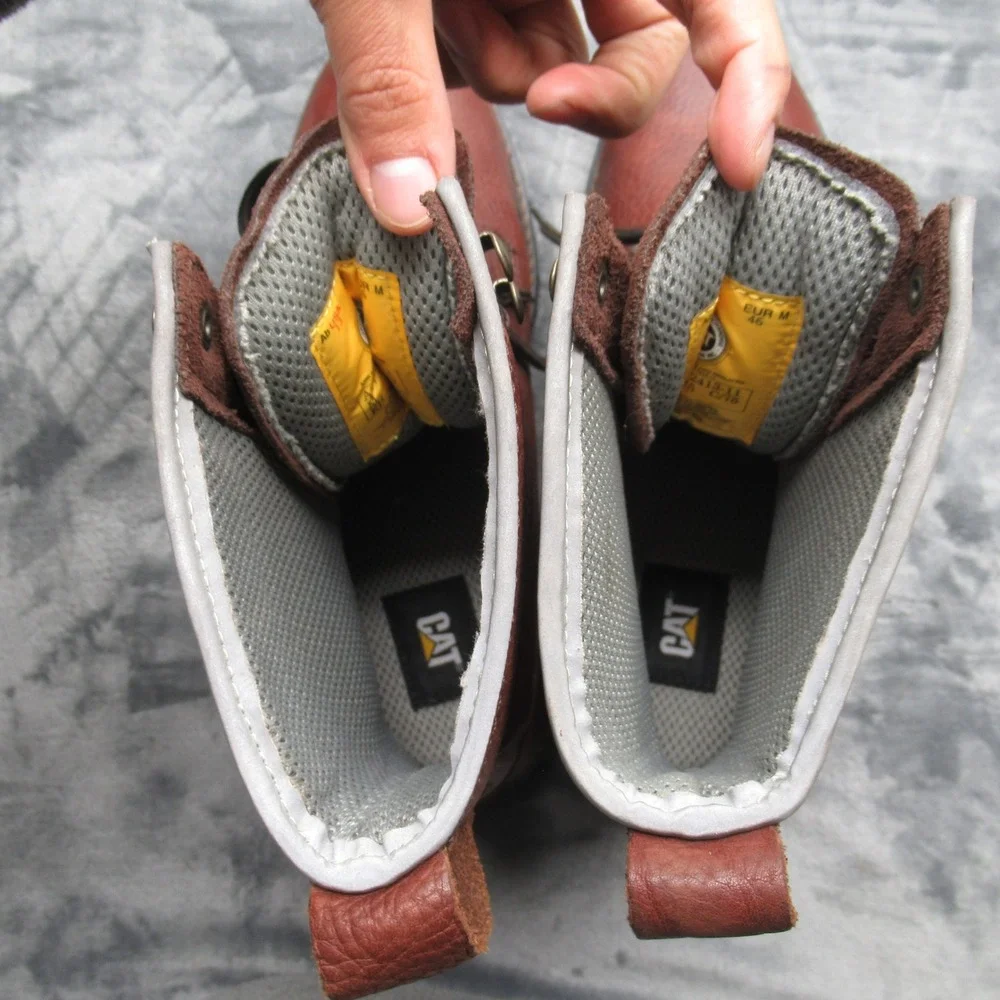 Caterpillar Work Boots Mens 13 Brown EH Remington Steel Toe Leather Safety‎ NEW